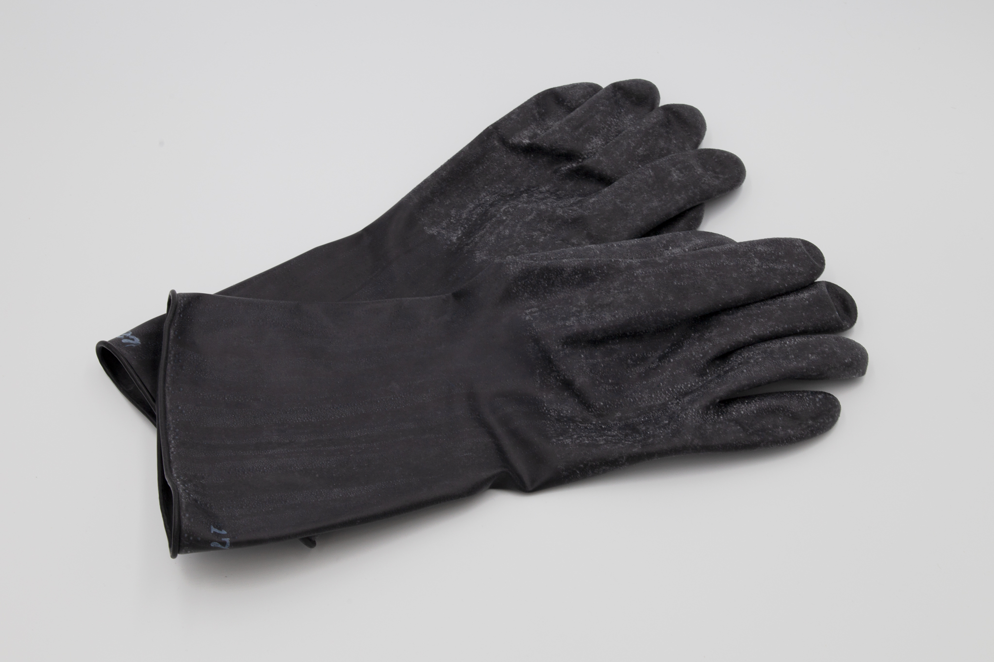 Gray gloves on white background