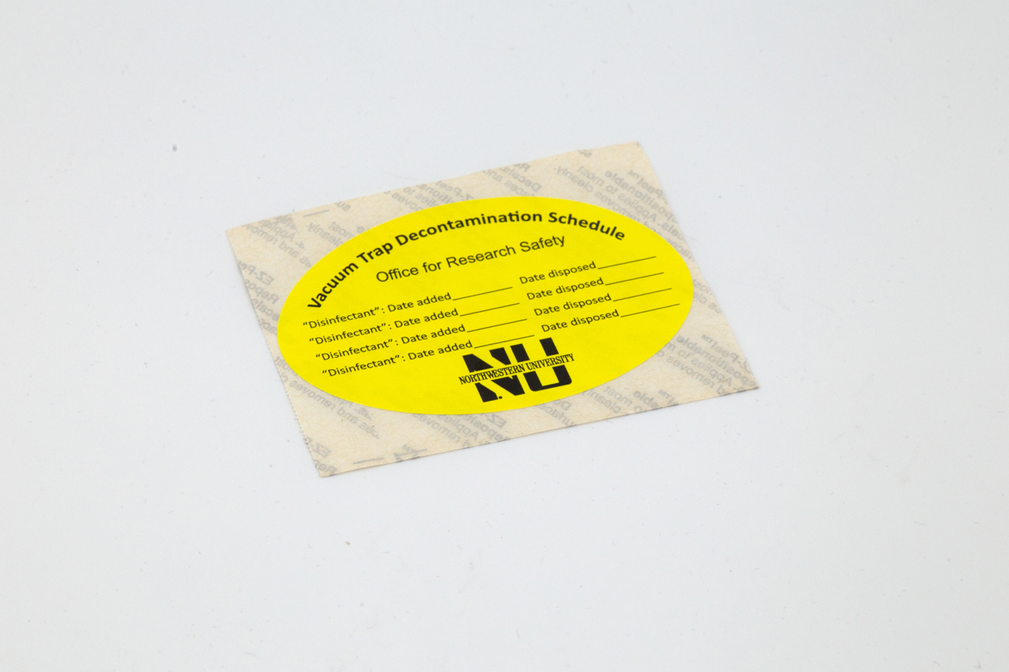 Yellow label on white background