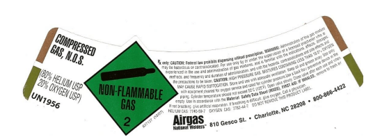 Sample cylinder label for non-flammable gas