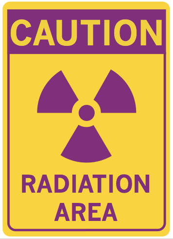 Radiation area caution sign